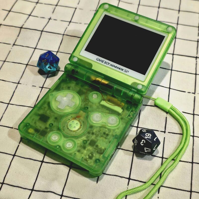 Gelatinous Boy Advance SP — back, custom UV-printed dungeon art